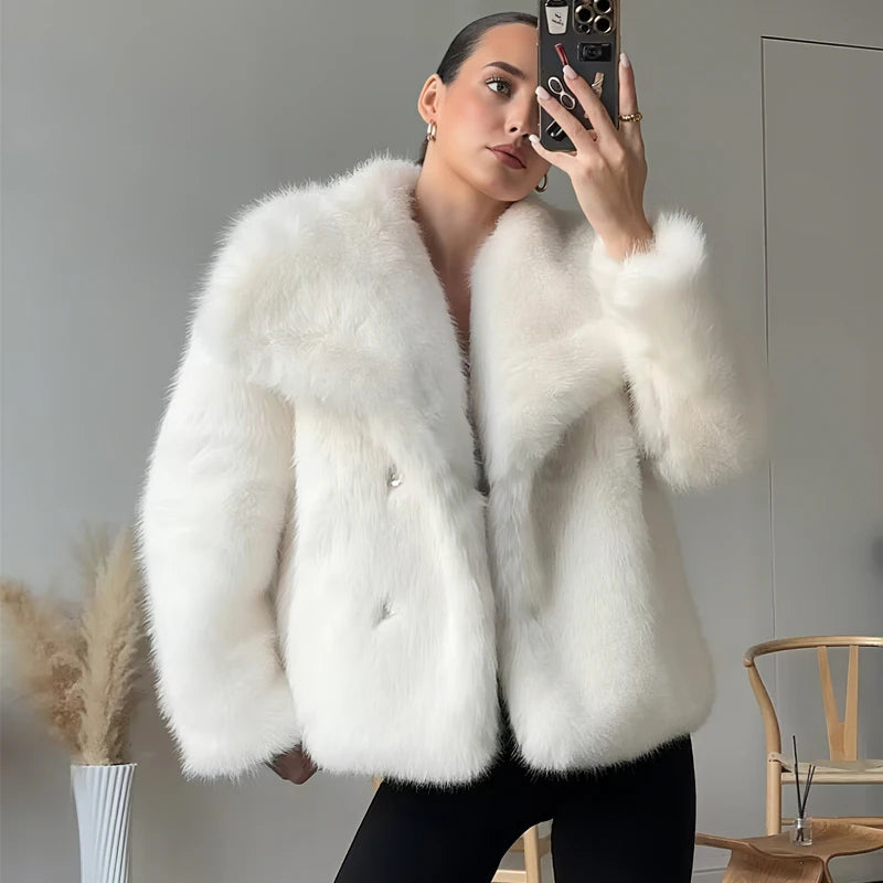 Faux Fur Fluffy Coat for Women Warm Winter Outerwear