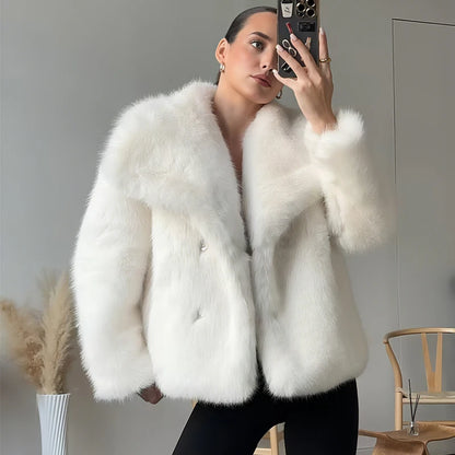 Faux Fur Fluffy Coat for Women Warm Winter Outerwear