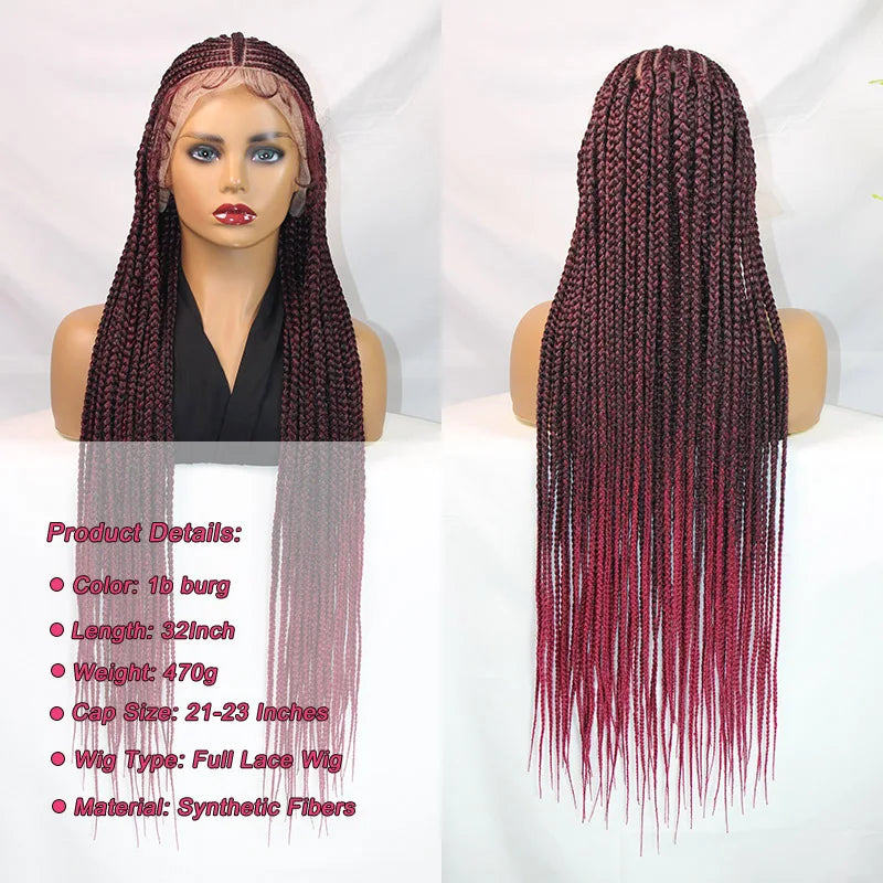 32 Inch Full Lace Front Synthetic Braided Wig Black