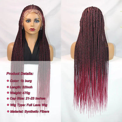 32 Inch Full Lace Front Synthetic Braided Wig Black