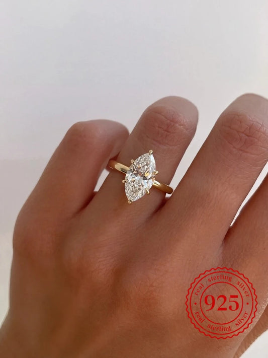 Larmor 925 Sterling Silver Marquise Zircon Ring