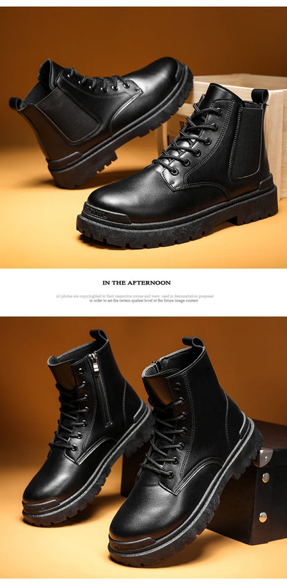 Men's Leather Ankle Boots for Outdoor Hiking