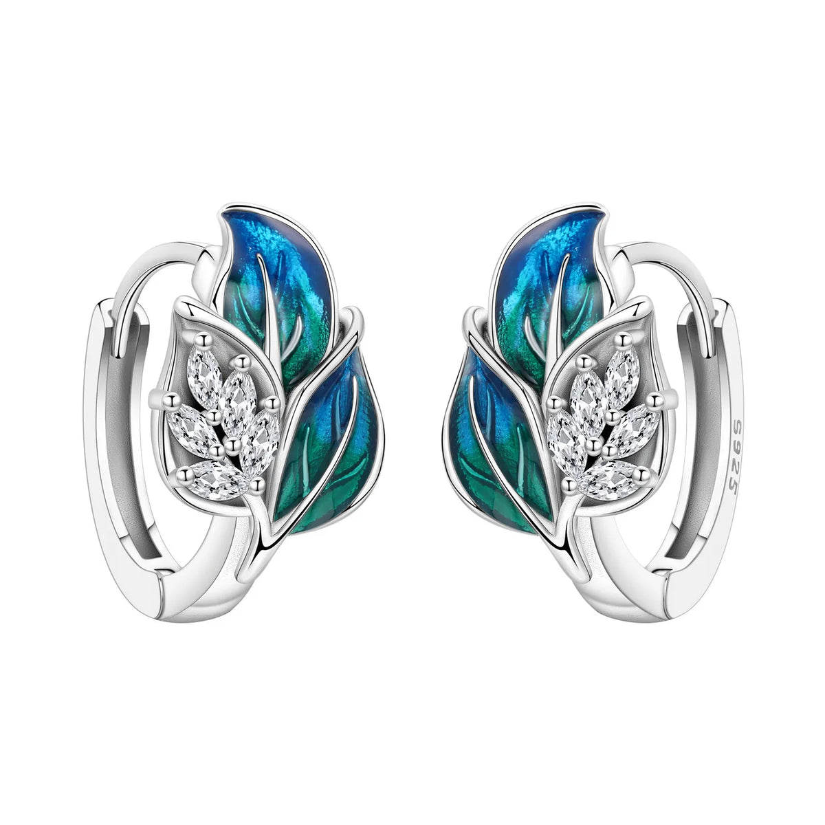 S925 Sterling Silver Iris Flower Hoop Earrings for Women