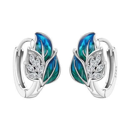 S925 Sterling Silver Iris Flower Hoop Earrings for Women