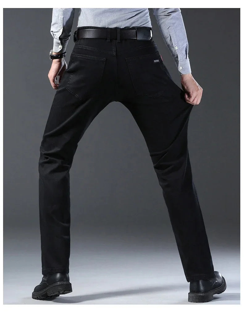Men's Soft Stretch Black Denim Biker Jeans