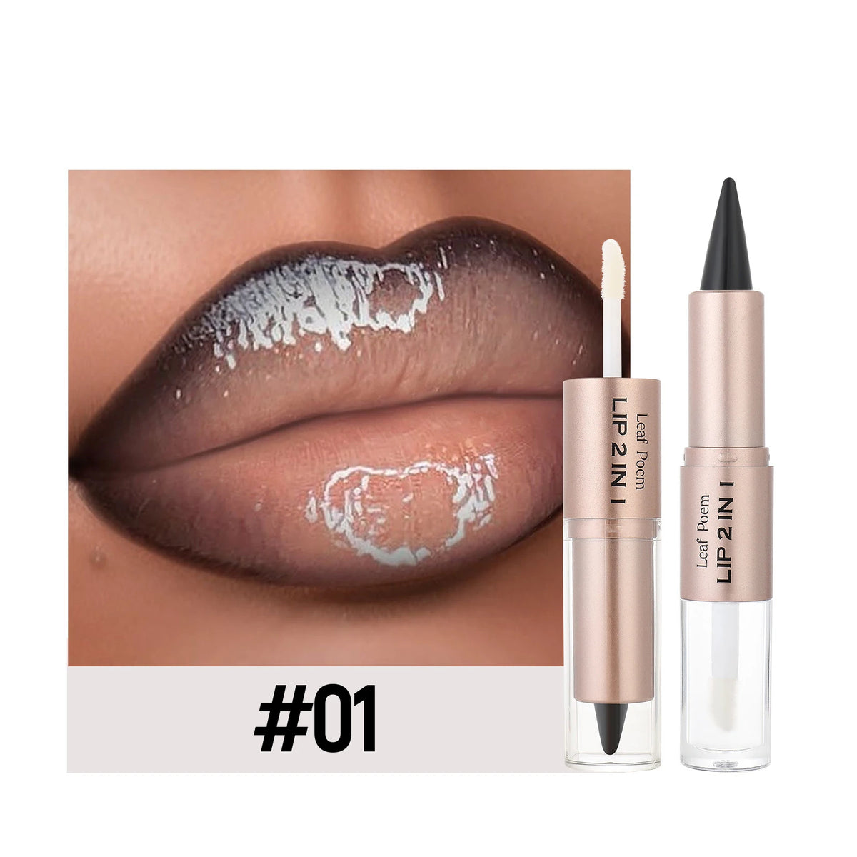 Black Brown Tapered Lip Liner and Lip Gloss Duo