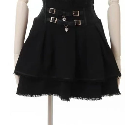 Japanese Sweet Lolita Mini Skirt Women Retro Lace Skirt