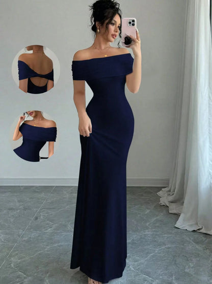 Off Shoulder Sleeveless Bodycon Midi Dress
