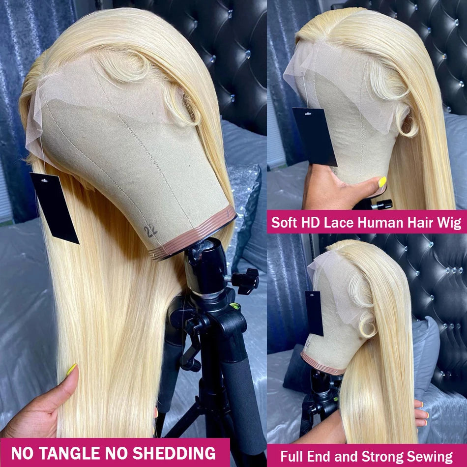 613 Blonde Human Hair Lace Front Wig 30 Inch Straight