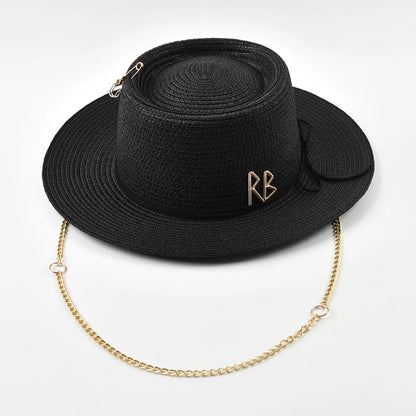 Elegant Straw Sun Hat for Women with Ribbon Decoration
