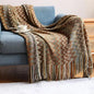 Bohemian Acrylic Hand Knitted Blanket with Tassels