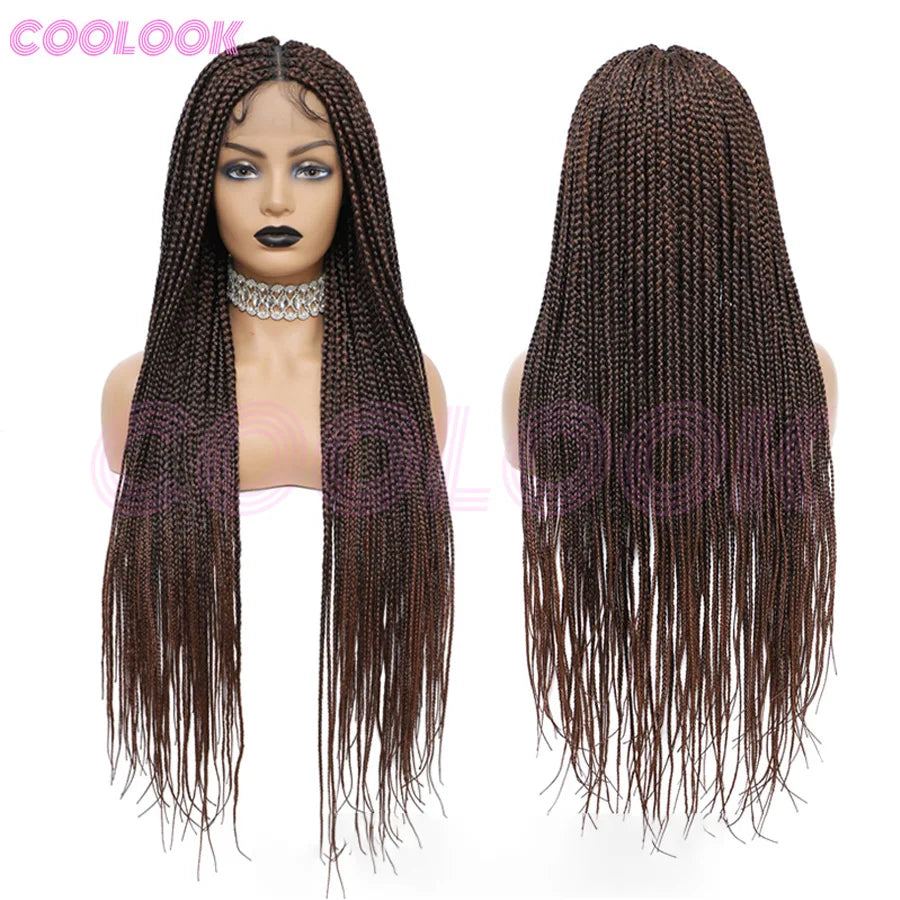 Cornrows Braided Wig 36 Inches Synthetic Hair Black