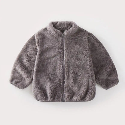 Plush Coat for Children in Solid Color