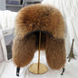 Men's Real Silver Fox Fur Bomber Hat