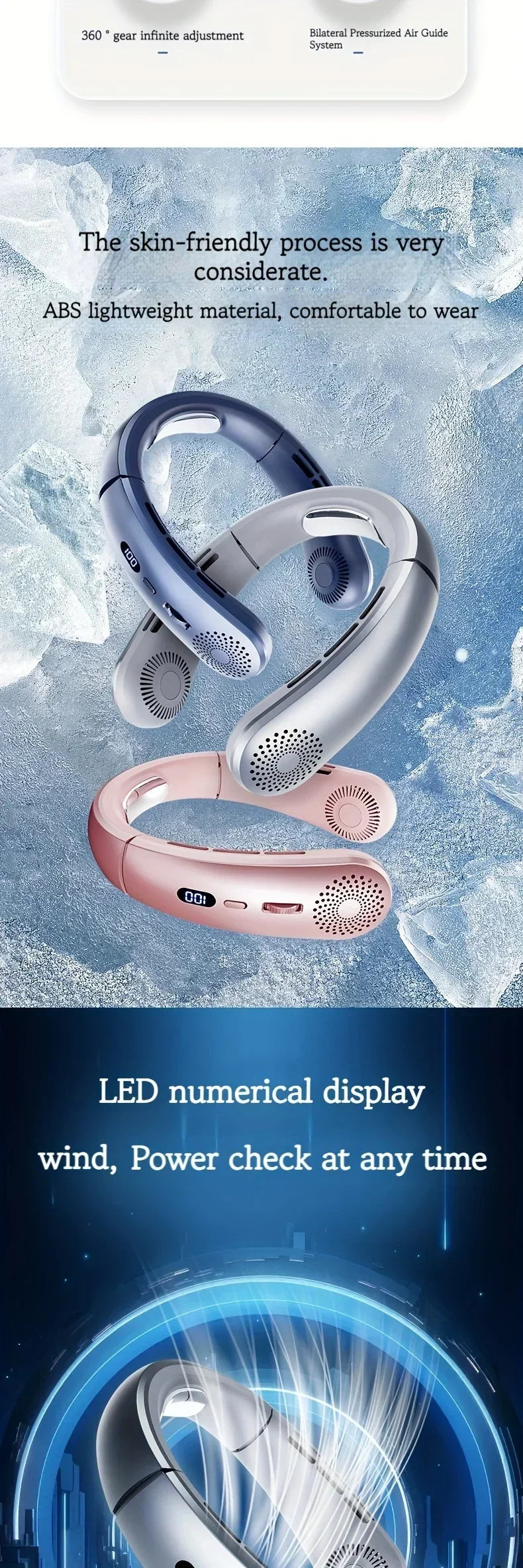 5-Speed Lightweight Wearable Neck Fan