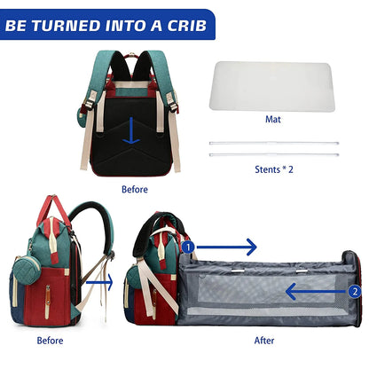 3 In 1 Waterproof Diaper Bag Backpack with USB Charge