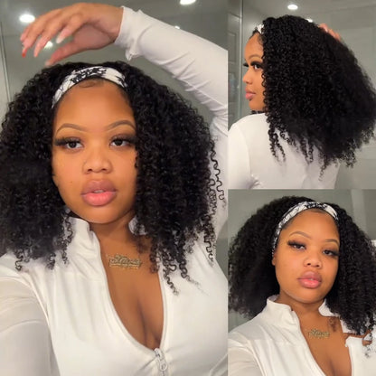 Brazilian Kinky Curly Headband Wig Glueless Short Bob