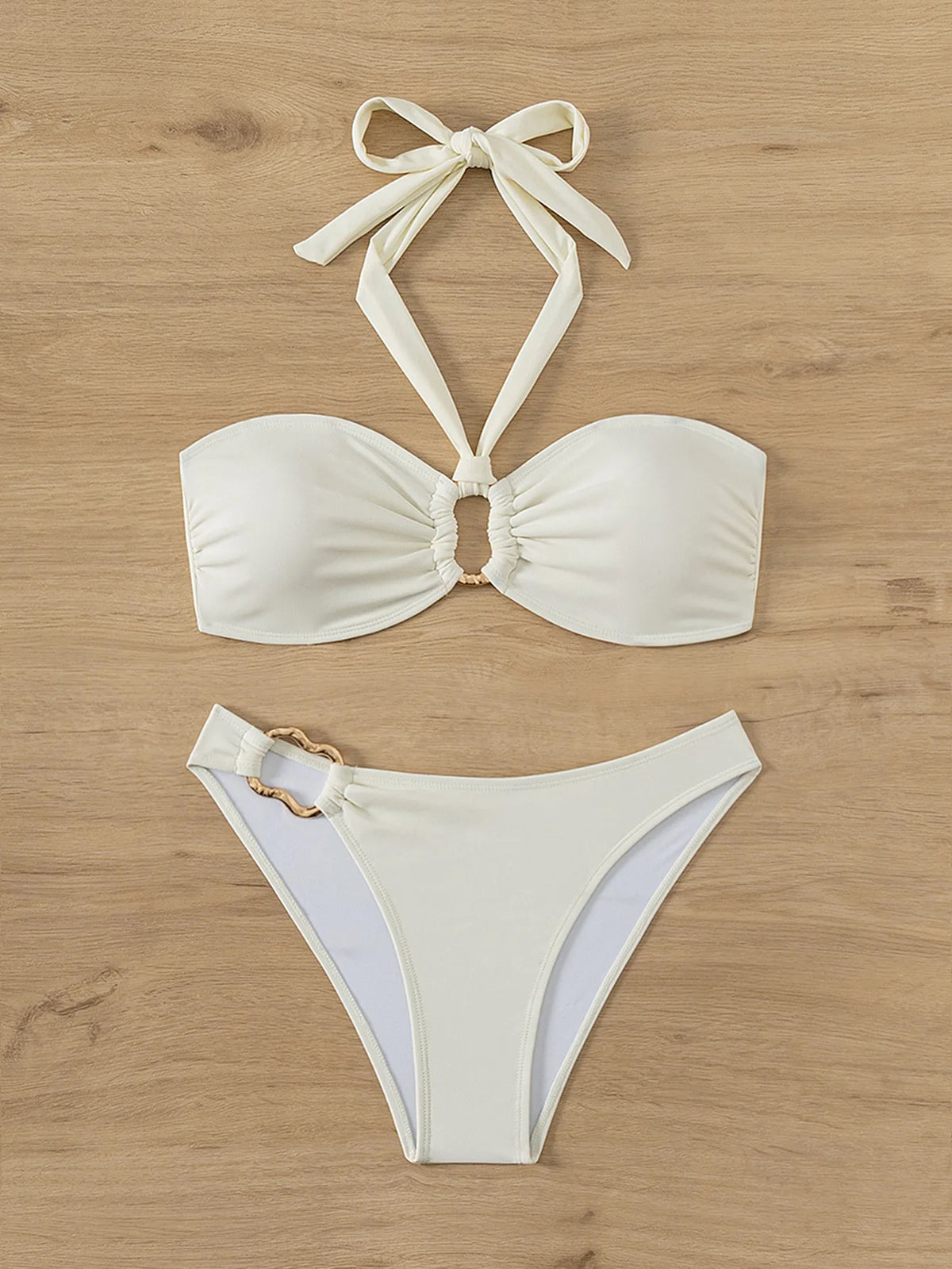 Bandeau Push-Up Bikini Set with Brazilian Thong