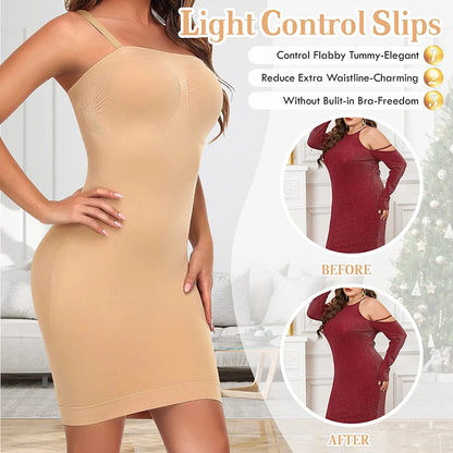 Strapless Shapewear Slip for Women Tummy Control Black Beige White