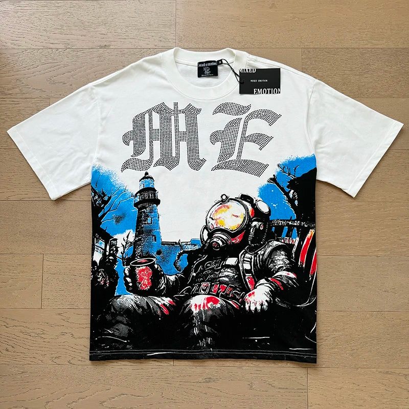 Mixed Emotion Cotton T-Shirt for Couples with Angel Print