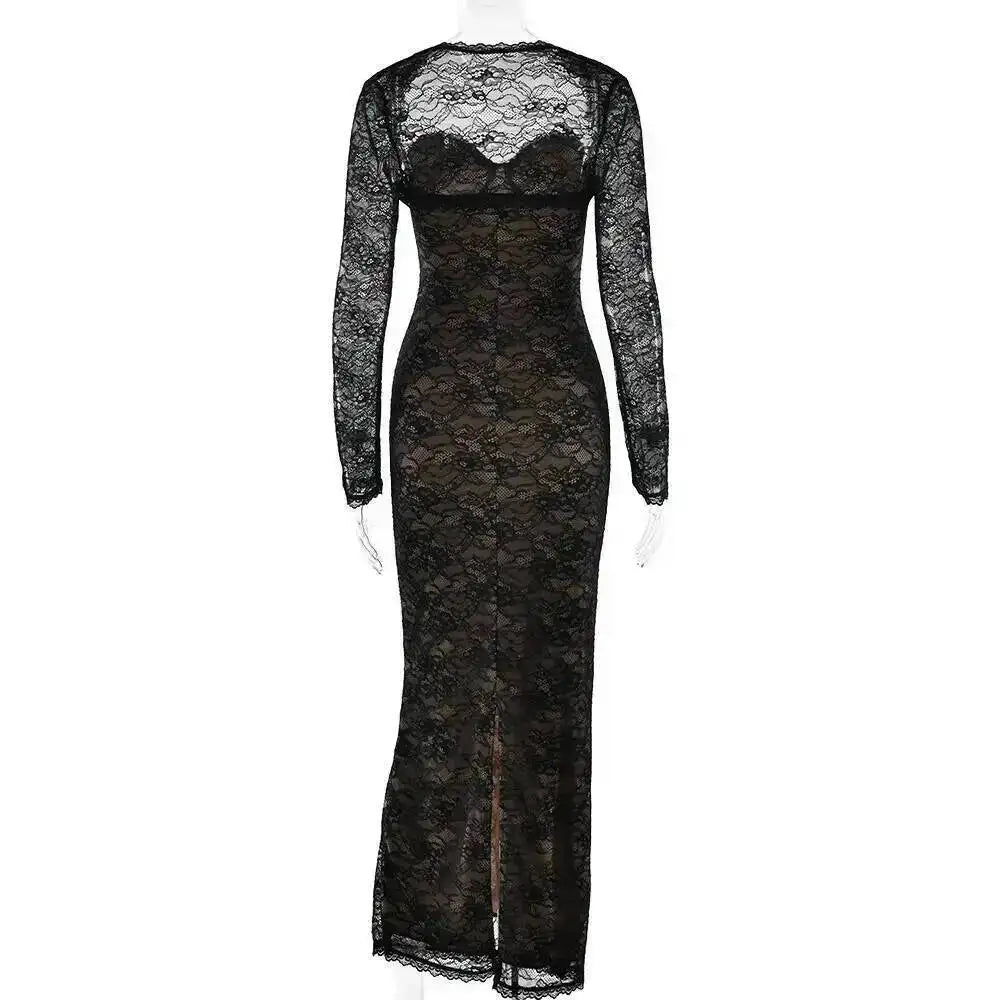 Lace Slim Bodycon Maxi Dress for Women