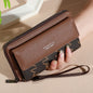 Men's Faux Leather Double Layer Wallet with Zippered Card Holder