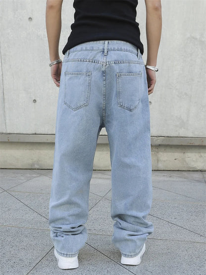 Men's Baggy Denim Jeans Casual Loose Straight Pants
