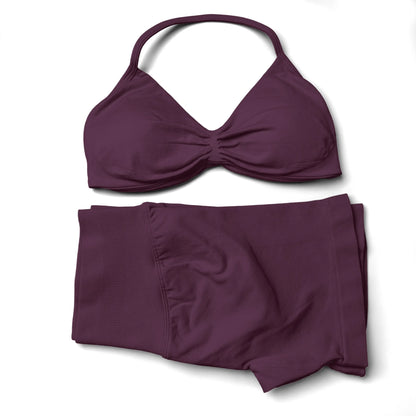 Seamless Strappy Yoga Bra and Scrunch Butt Shorts Set
