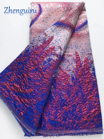 Nigerian Jacquard Brocade Lace Fabric 5 Yards