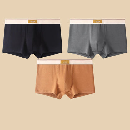 Men's Cotton Boxer Shorts 3Pcs Solid Color Set