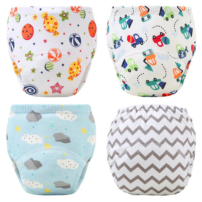 4PCS Reusable Cotton Baby Diapers for Potty Training