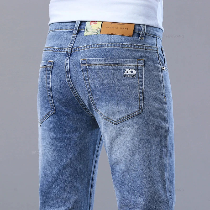 Light Blue Slim Jeans for Men in Stretch Denim