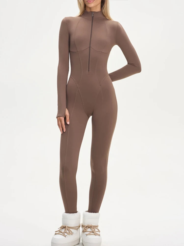Women's Waterproof Ski Jumpsuit Hooded Winter Outfit