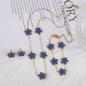 18k Gold-Plated Five-Leaf Flower Jewelry Set