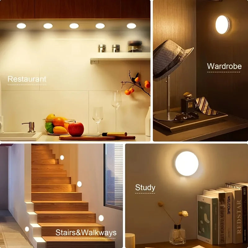 3pcs Motion Sensor Night Lights Warm White Cold White