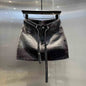 Oversize Diamond Denim Mini Skirt Women Gradient Black Grey