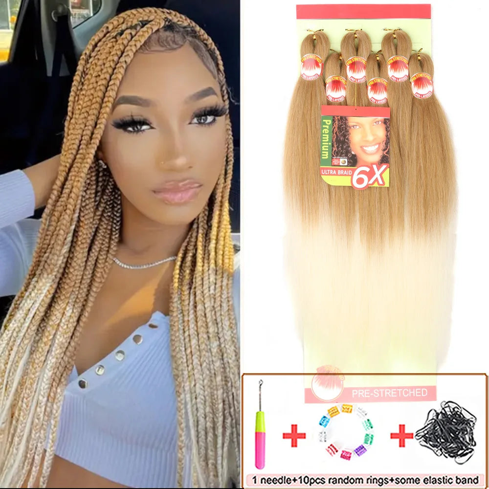 26 Inch Pre Stretched Blonde Ombre Braiding Hair