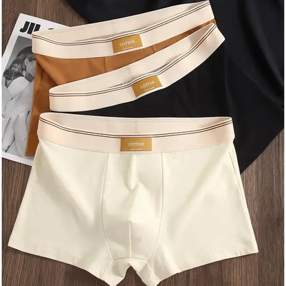 Men's Cotton Boxer Shorts 3Pcs Solid Color Set