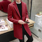 Men's Long Cotton Windbreaker Jacket Casual Slim Fit