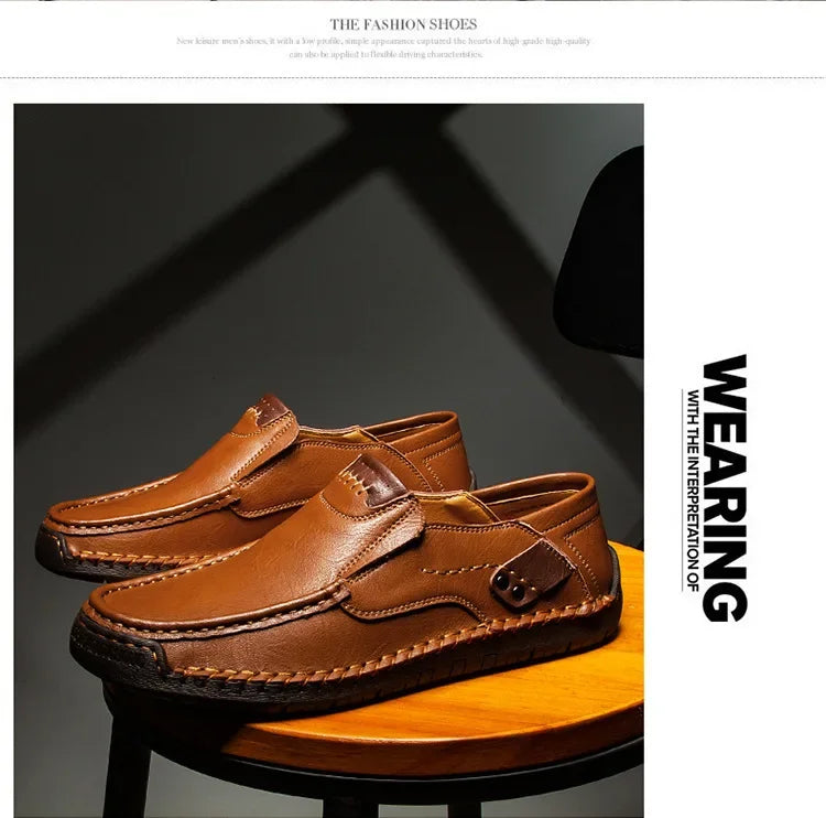 Men's Genuine Leather Slip-On Loafers Casual Shoes