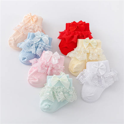 Cotton Lace Baby Socks for Girls 0-24 Months