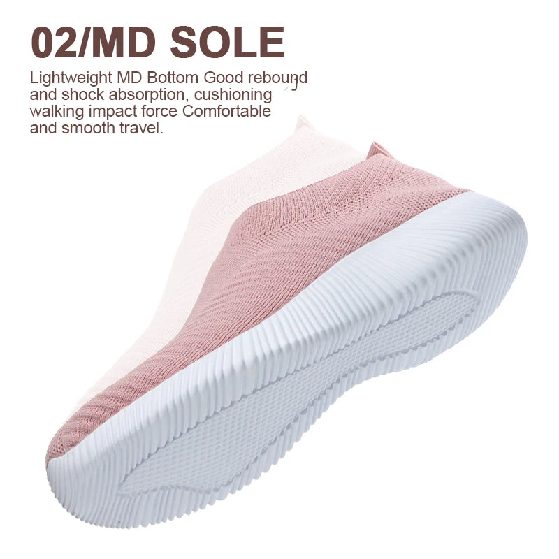 Pink Women Slip On Walking Shoes Lightweight EVA