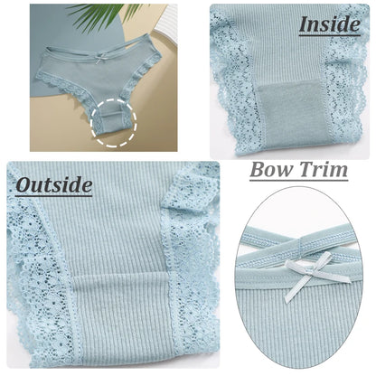 3PCS Women Cotton Lace Brazilian Panties Set S-XL