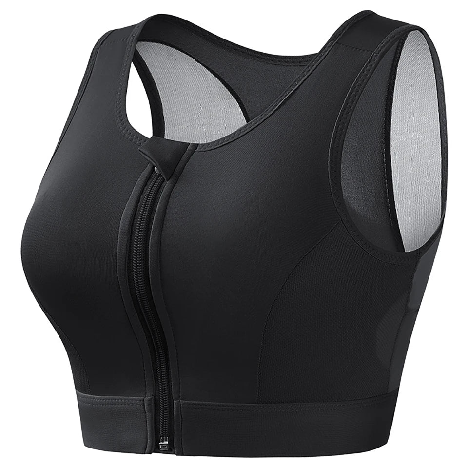 Plus Size Padded Front Closure Sports Bra for Women