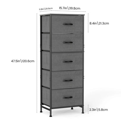 JHK 48 Inch Modern Dresser with 5 Fabric Drawers