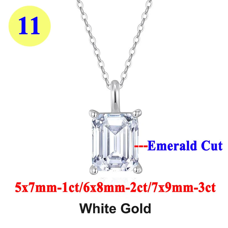 Moissanite Pendant Necklace 18K Gold Plated Women