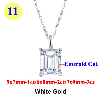 Moissanite Pendant Necklace 18K Gold Plated Women