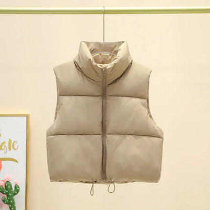 Winter Short Down Vest Women Zipper Jacket Casual