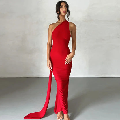 Hugcitar One Shoulder Backless Maxi Dress Women