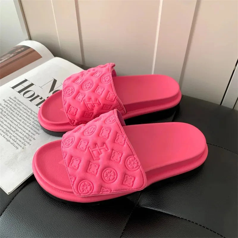 Ladies Canvas Flat Slippers Summer Sandals for Women